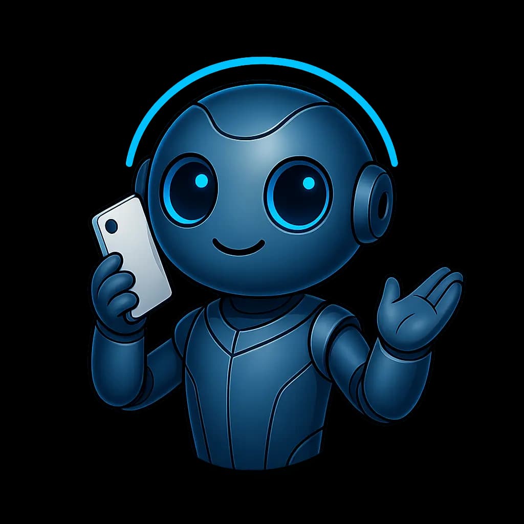 The Domia character holding a phone and waving
